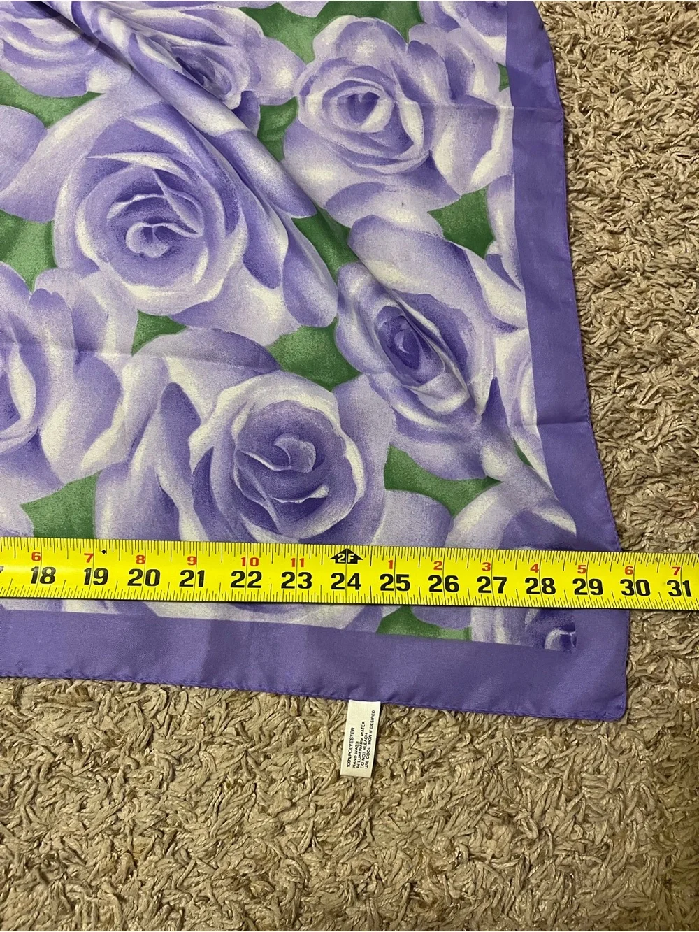 Lavender Rose Print Silk Triangle Scarf